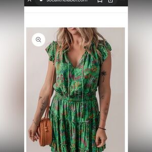 Baltic Born Rio Green Floral Womens Dress Sz L NWT